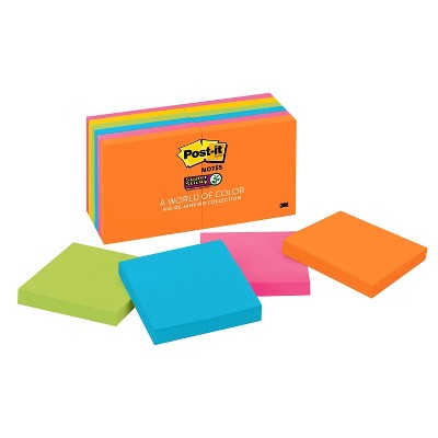 Post-it 12pk 3"x3" Super Sticky Notes 3"x3" - Rio de Janeiro Collection