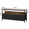 Homhougo 47.2” W Dresser, TV Stand for Bedroom,Media Console Table,3Drawers Entertainment Center with Open Shelf Brown - 2 of 4