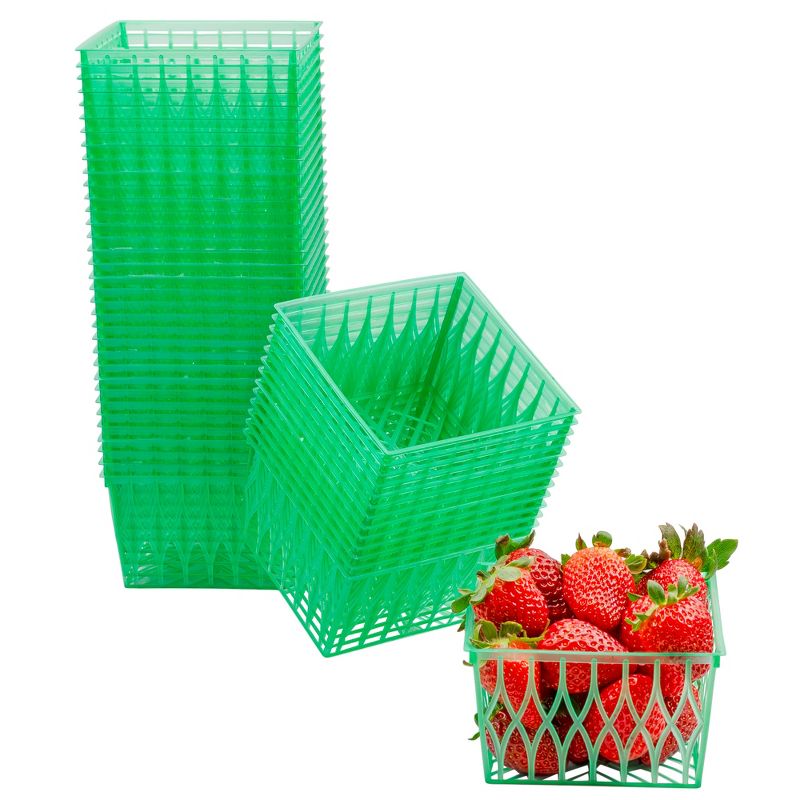 Cornucopia Brands 48pk Pint Size Plastic Berry Baskets, 4in Berry Boxes w/ Open-Weave; for Summer Picking & Crafts, 1 of 9