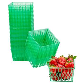 Cornucopia Brands 48pk Pint Size Plastic Berry Baskets, 4in Berry Boxes w/ Open-Weave; for Summer Picking & Crafts