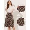 INSPIRE CHIC Women's Tartan Plaid High Waist Belted Vintage A-Line Midi Skirt - 2 of 4