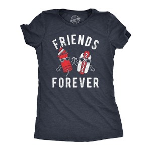 Womens Friends Forever Firecracker Hot Dog T Shirt Funny Fourth Of July Party Cookout Fireworks Tee For Ladies - Crazy Dog Women's T Shirt - 1 of 4