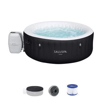 Bestway Miami SaluSpa Inflatable Round Outdoor Hot Tub with 140 Soothing AirJets, Filter Cartridges, Pump, and Insulated Cover