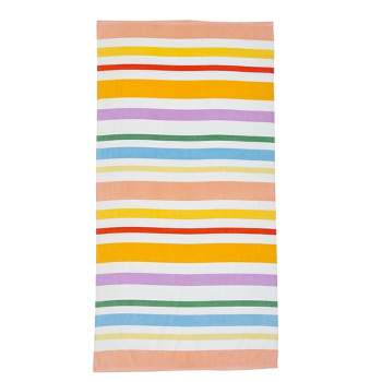 Cotton Vibrant Kids Quick Dry Beach Towel - Great Bay Home (30" x 60", Colorful Stripes)