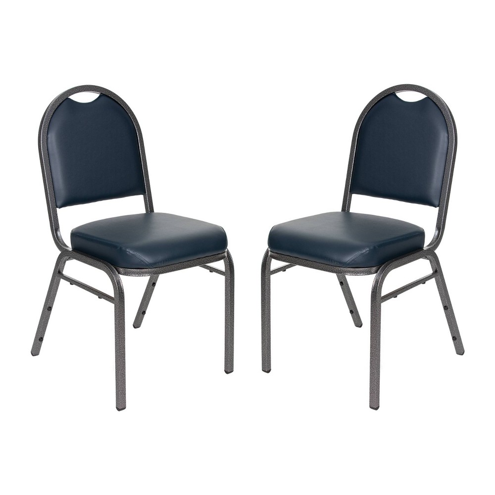 Photos - Chair 2pk Premium Vinyl Upholstered Stack  Midnight Blue - Hampden Furnishi