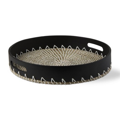 tagltd Sierra Serving Tray Round Serving Plate Made Of Handwoven Seagrass And Bamboo