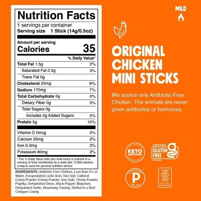 Chomps Snack Sticks Chomplings Original Chicken Mini Sticks - 5g Protein - 7oz/14ct