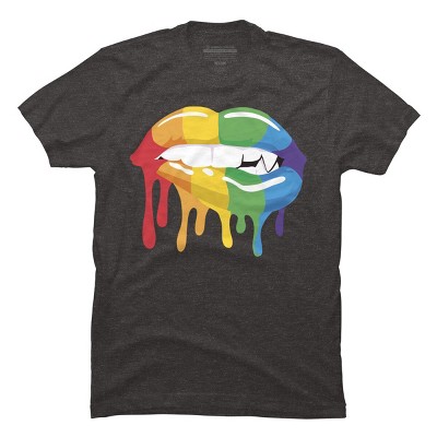 Adult Design By Humans Pride Vampire Melting Rainbow Lips By turtledojo T-Shirt