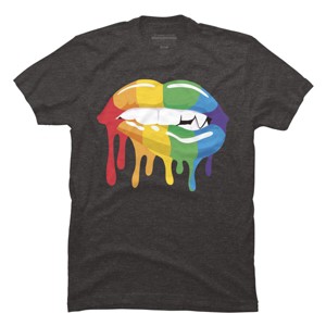 Adult Design By Humans Pride Vampire Melting Rainbow Lips By turtledojo T-Shirt - 1 of 2