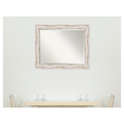 Alexandria Full Length Beveled Wall Mirror with White Wash Wood Frame