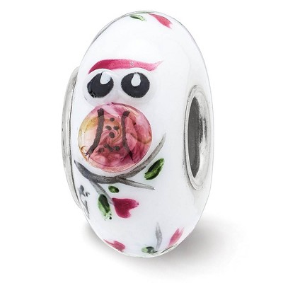 Black Bow Jewelry Fenton Sterling Silver Two Hoots for You 3D Glass Bead Charm