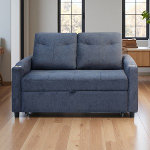 Versatile Foldable Velvet Sofa Bed with Adjustable Back, USB & Phone Stand - 1 of 4