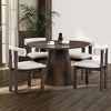 5 PCS Wooden Dining Table Set Dining Set with 4 Boucle Upholstered Dining Chairs&Rubber Wood Round Kitchen Table, Brown/Walnut -ModernLuxe - 2 of 4