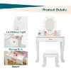 Kids Vanity Set, Pretend Play Girls Vanity Table and Chair Set with Lighted Mirror, Stool, and Wood Makeup Playset - 2 of 4