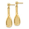 Black Bow Jewelry Sports Racquet Dangle Post Earrings in 14k Yellow Gold - 2 of 4