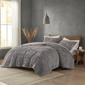 Full/Queen Ruched Fur Down Alternative Comforter Set - 1 of 1