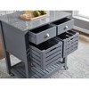 Wooakway 36"H Mobile Indoor Kitchen Island Serving Cart with Underneath Breathable Storage Bin Drawer Marble Top 360¡ãSwivel Lockable Casters - 3 of 4