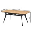 Planked Wood & Textured Weave 6Piece Outdoor Dining Set Metal Frame Table & Angled Stool Seats for Backyard - 4 of 4