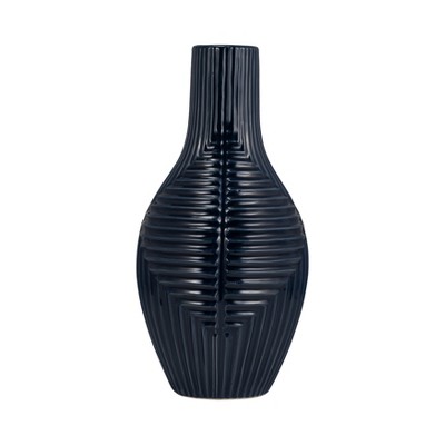 Sagebrook Home Ceramic Geometric Design Vase - Contemporary Decorative Flower Vase for Table Centerpiece Home Office Decor