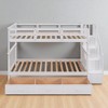 Twin Over Twin Stairway Bunk Bed with Drawers, Shelves, Convertible Design, Wood Frame, Slat Support - 3 of 4