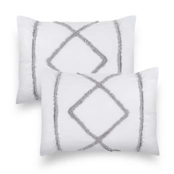 Sweet Jojo Designs Throw Pillow Covers Boho Fringe White and Grey 2pc