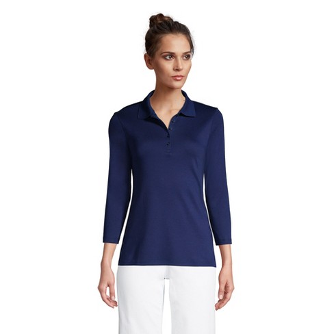 Lands' End Women's Tall Supima Cotton 3/4 Sleeve Polo Shirt : Target