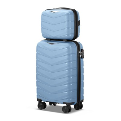 Karl Home Luggage Sets 4 Piece, PP Hard Shell Suitcase 12 inch 20 inch 24 inch 28 inch Luggage Sets Double Wheels with TSA Lock Blue