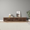POVISON 95"Modern Minimalist Wood TV Stand with Matte Sintered Stone Tabletop, Slatted Entertainment Center, Wood TV Console, Perfect for 85-inch TVs - 2 of 4
