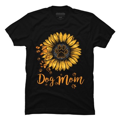 Men's Design By Humans Mother's Day Dog Mom Sunflower Paw By dodorindesign T-Shirt
