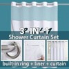 No Hook Waffle Weave Shower Curtain with Snap in Liner Set Hotel Luxury White Bathroom Shower Curtain See Through Top - 3 of 4