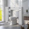 Costway Over The Toilet Storage Cabinet Freestanding Bathroom Shelf Paper Holder 2 Doors - 2 of 4