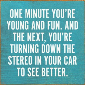 Slickblue Funny Aging Quote Wall Sign – “Turn Down Stereo to See” – Rustic 7x7 Wood Decor, Color Options - 1 of 3