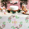 Blue Panda 3 Pack Floral Plastic Tablecloth, Baby Girls First Birthday Decorations, 54x108 in - 3 of 4
