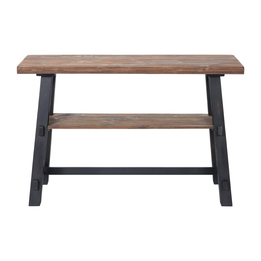 Photos - Coffee Table 48" Odin Solid Wood Console Table with Shelf Black - Alaterre Furniture