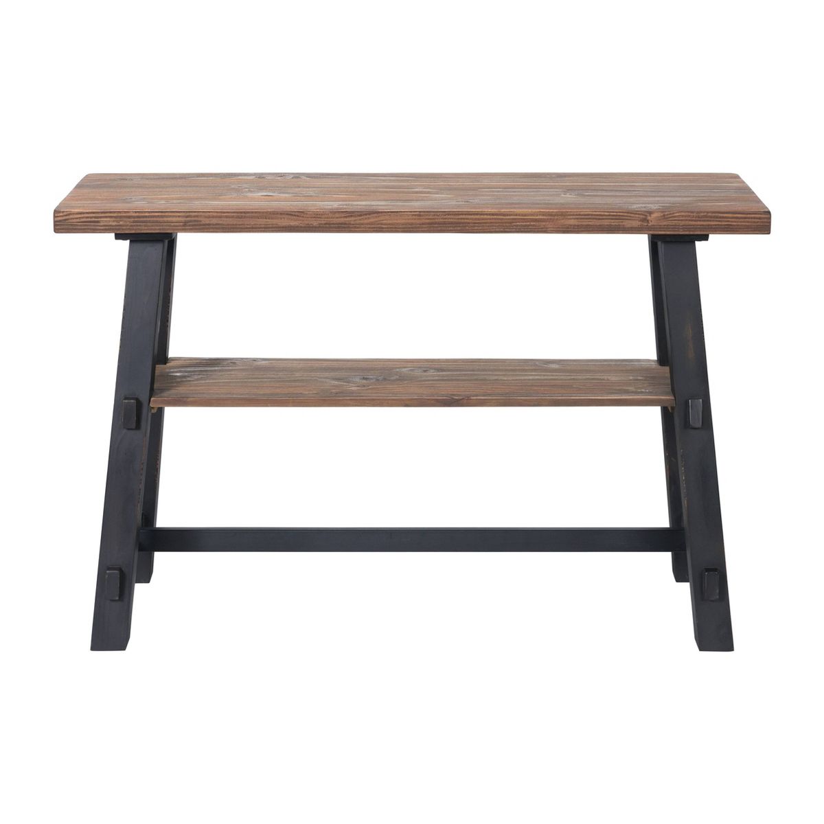 48" Odin Solid Wood Console Table with Shelf Black - Alaterre Furniture: Mid-Century Style, Pine Frame, Easy to Assemble