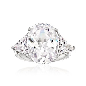Ross-Simons 10.00 ct. t.w. Oval and Trillion-Cut CZ Ring in Sterling Silver - 1 of 4