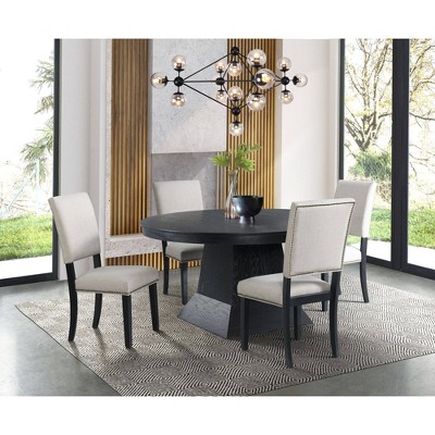 Picket House Furnishings Mara Upholstered Side Chair Set Taupe: Contemporary Polyester, Rubberwood Legs
