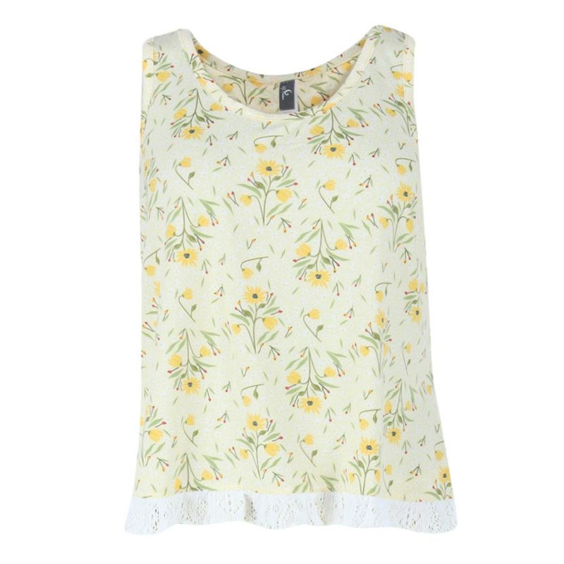 PJ Couture Women's Yellow Daisy Tank and Short PJ Set, 2 of 4
