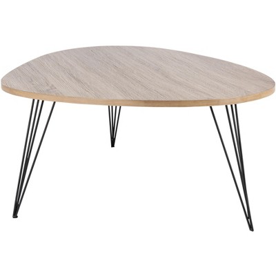 Wynton Oak and Black Hairpin Leg Coffee Table