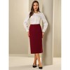 INSPIRE CHIC Women's High Waist Split Back Work Midi Pencil Skirt - 2 of 4