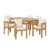 7-PCS Wood Outdoor Patio Dining Sets with Dining Table & 6 Armchairs with Backrest,Outdoor Dining Furniture for Backyard or Porch-Maison Boucle - 2 of 4