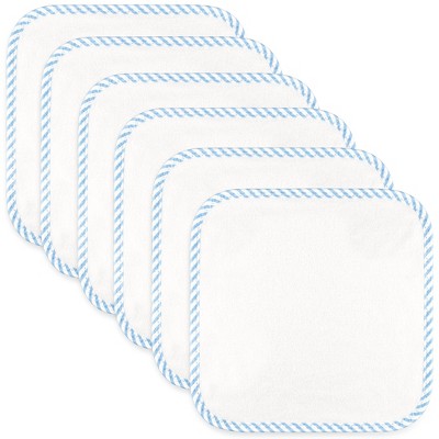 Image of Baby Washcloths, Organic Rayon From Bamboo 6 Pack by Comfy Cubs (Blue)