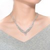 Guili Sterling Silver Rhodium-Plated Necklace with Princess and Round Cubic Zirconia, featuring Marquise Cluster Accents for brilliance. - 3 of 3