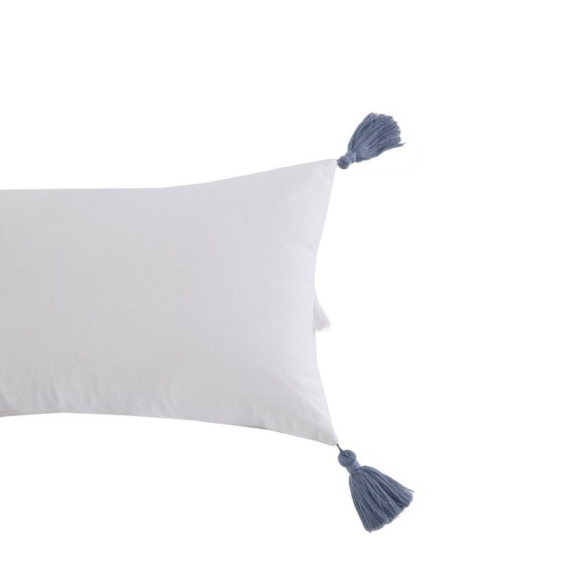 Ink+Ivy Reva Cotton Oblong Decorative Pillow Off White/Blue, 5 of 6
