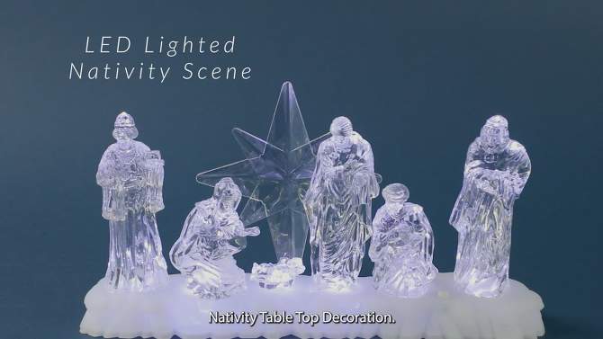 Northlight LED Lighted Nativity Scene Acrylic Christmas Decoration - 12.25", 2 of 8, play video