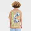 Boys' Jurassic Park Embroidered Front and Back Graphic Oversized Short Sleeve T-Shirt - Brown - 3 of 4
