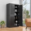 62"x31"x16" Wood Grain Buffet Cabinet in Black, Storage Organizer with Adjustable Shelves and Rattan Doors for Kitchen Bedroom Living/Dinning Room - 2 of 4