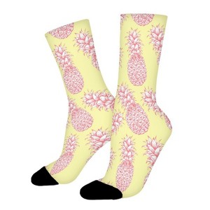 Pink Pineapple Women Printed Crew Socks Funny Funky Socks Soft Polyester Novelty Gifts for Artists Men - 1 of 1