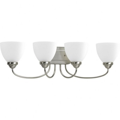 Progress Lighting Heart 4-Light Bath Bracket, Brushed Nickel, Etched Glass Shades