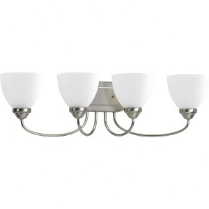 Progress Lighting Heart 4-Light Bath Bracket, Brushed Nickel, Etched Glass Shades - 1 of 2